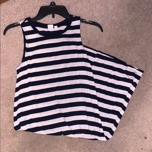 Navy blue and white striped dress